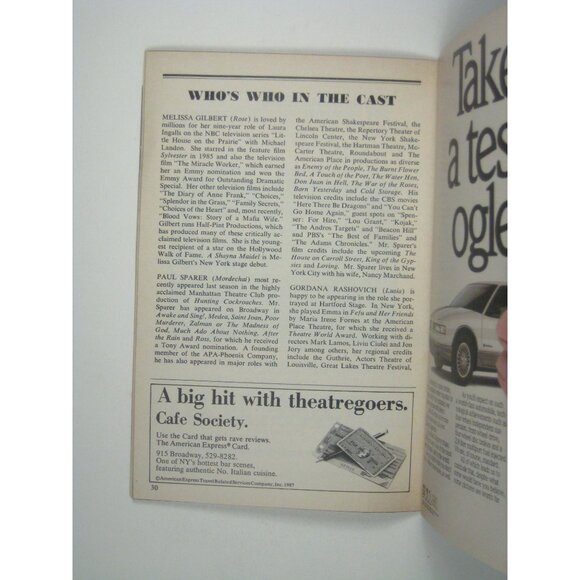 Playbill A Shayna Maidel Westside Arts Theatre 1988 Theatre Broadway - Picture 6 of 7